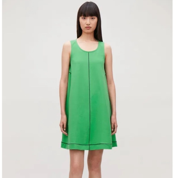 COS Mini Dress With Coverstitched Seams Apple Green Blokettecore Sz S Oversized - Picture 1 of 13